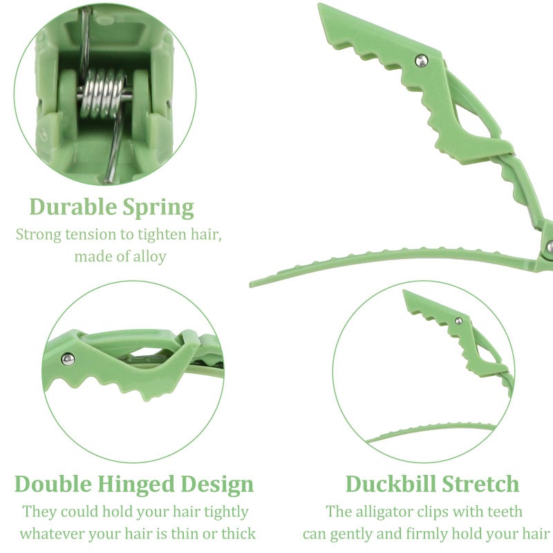 ACO-UINT 30 Pack Alligator Hair Clips for Styling, Sectioning Crocodile hair Clips Professional Barber Accessories for Salon of Thick Curly Volume Hair (Green) - Image 3